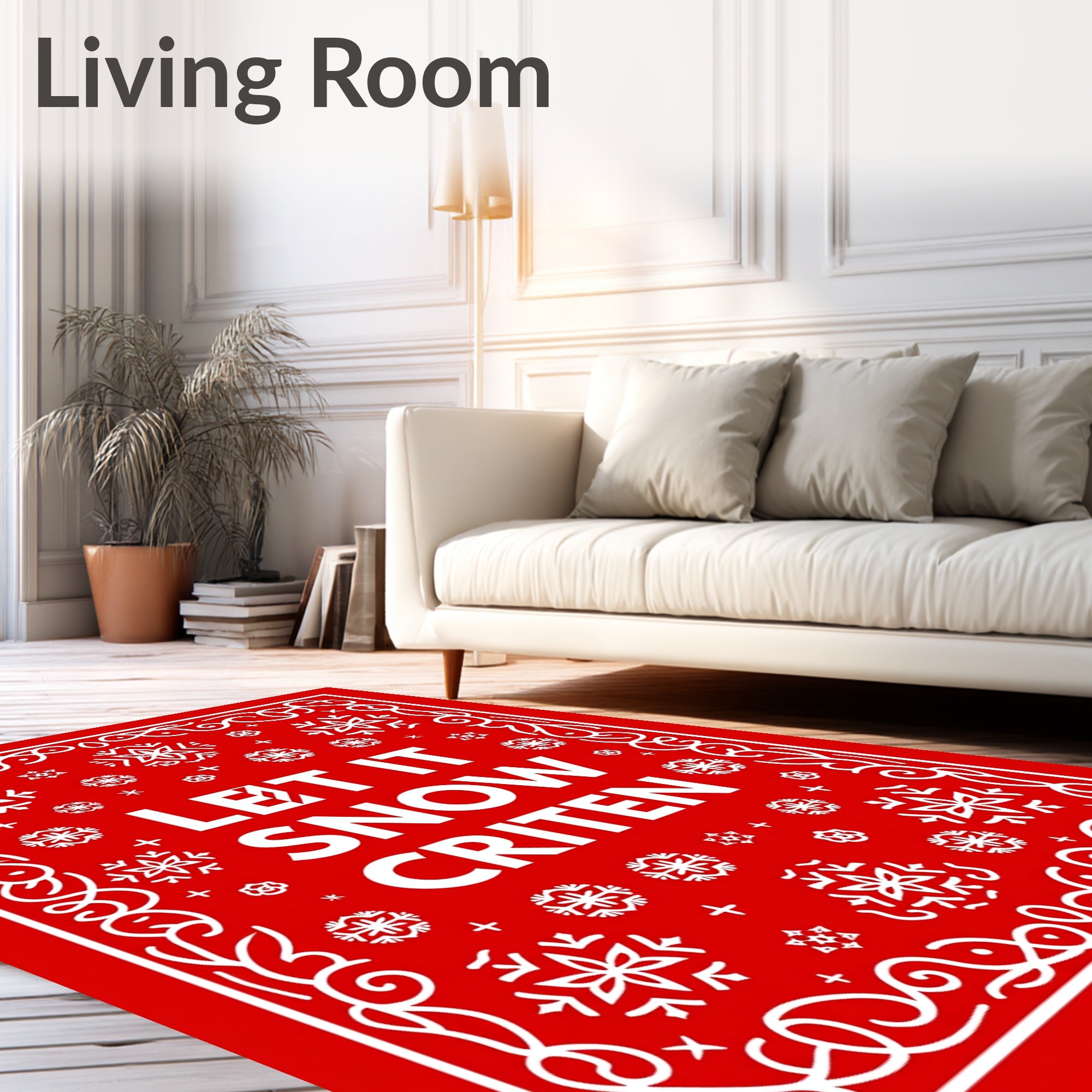 Red White Snowflake Christmas Bandana Rug