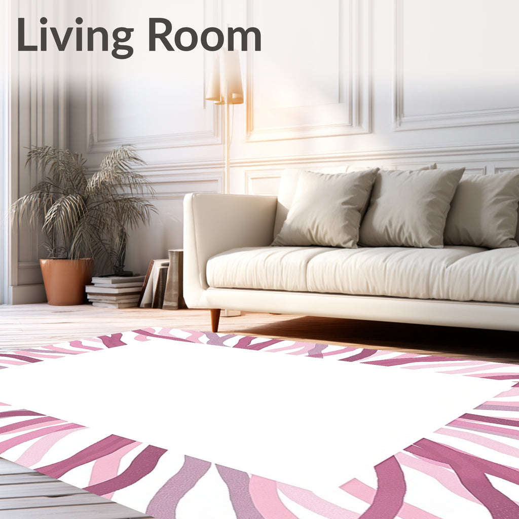 Pink Wavy Stripes Border Rug