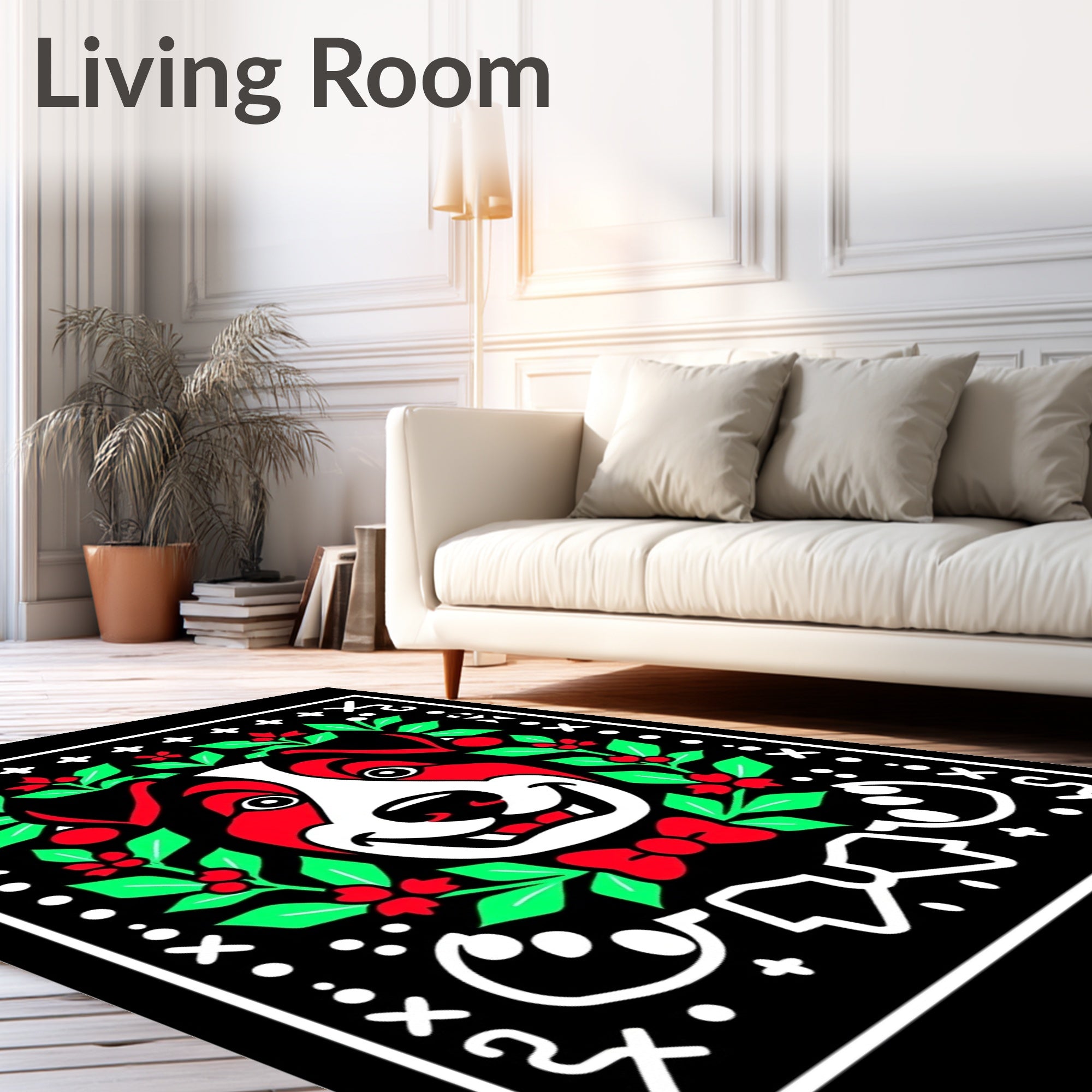 Playful Dog Holly Berry Wreath Rug