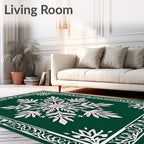 Forest Green Petal Snowflake Medallion Rug