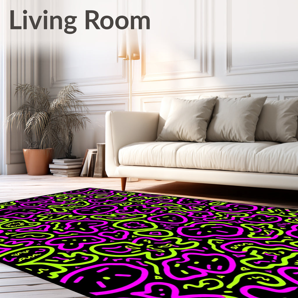 Vibrant Pink Neon Organic Shapes Rug