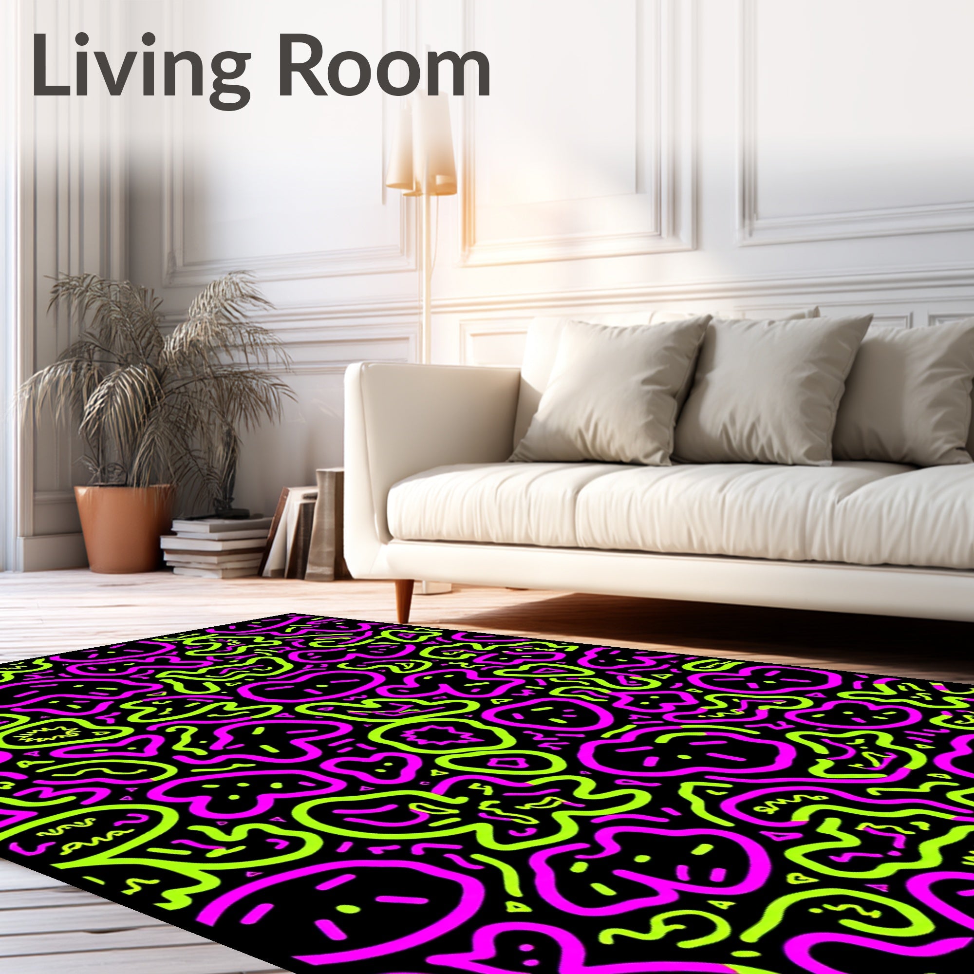 Vibrant Pink Neon Organic Shapes Rug