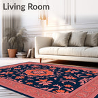 Coral Floral Medallion Navy Rug