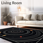 Black Celestial Solar System Orbits Rug
