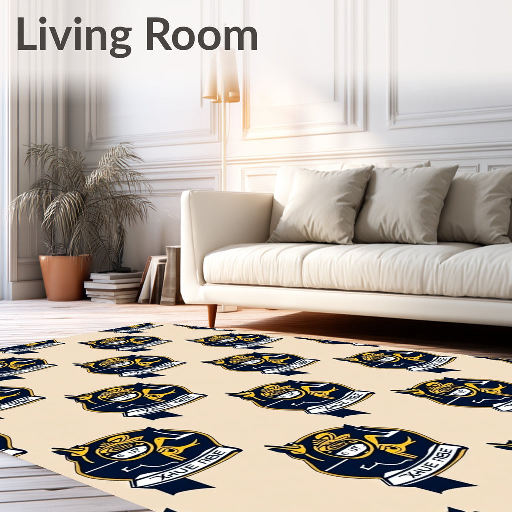 Navy Yellow Crest Shield Emblem Rug