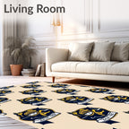Navy Yellow Crest Shield Emblem Rug