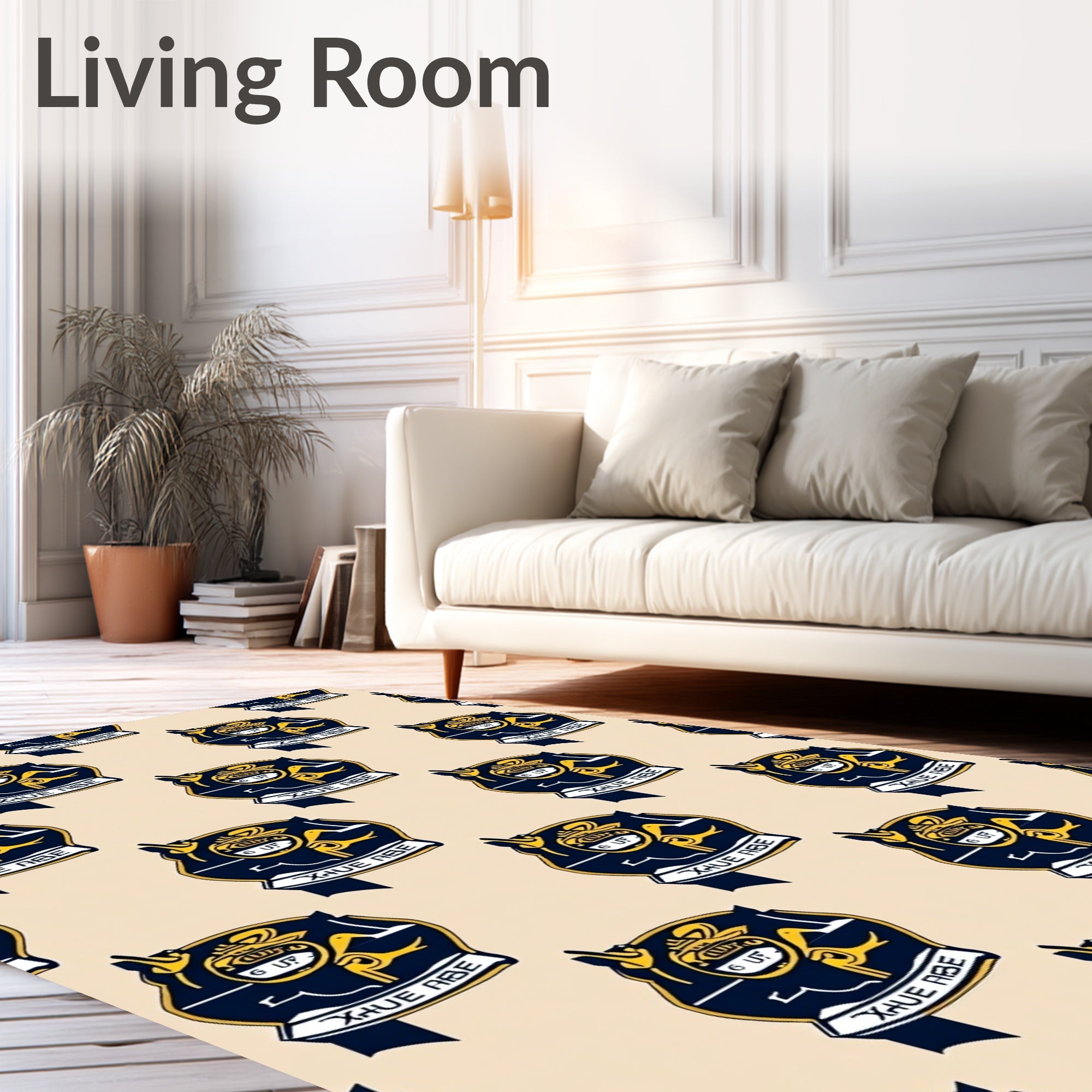 Navy Yellow Crest Shield Emblem Rug
