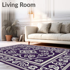 Regal Plum Floral Scroll Medallion Rug