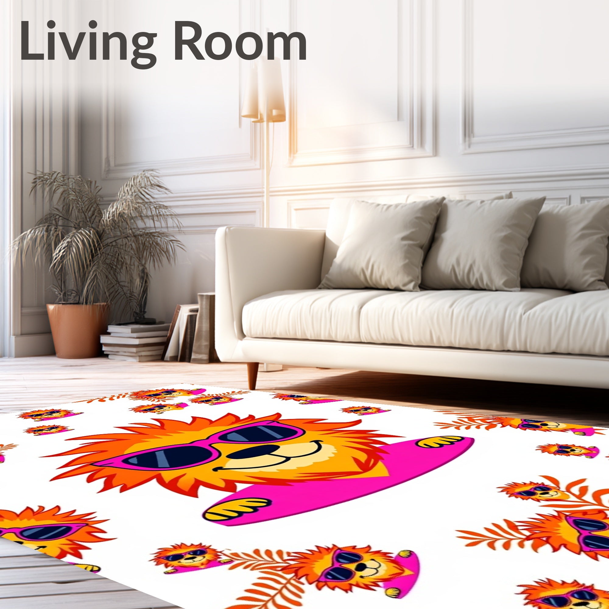 Cool Lion Sunglasses Tropical Ferns Rug