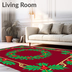 Crimson Holly Berry Garland Frame Rug