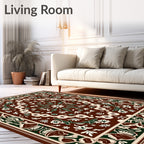 Deep Sienna Floral Medallion Border Rug