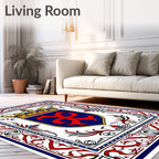 Royal Crest Blue Red Gold Emblem Rug