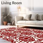 Crimson Ivory Symmetric Folk Art Rug