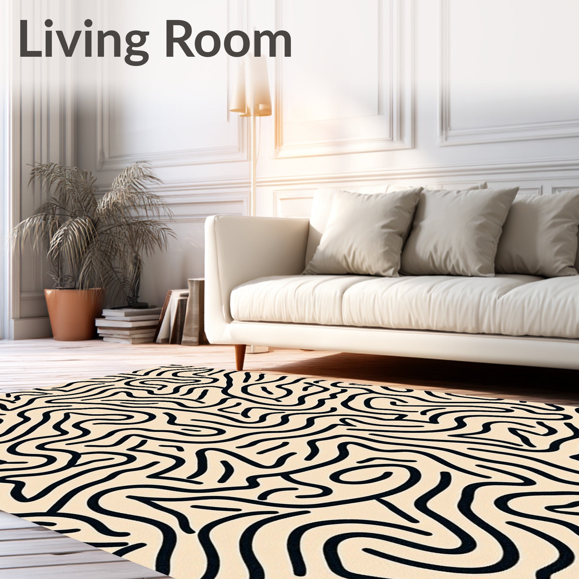 Organic Black Line Contour Rug