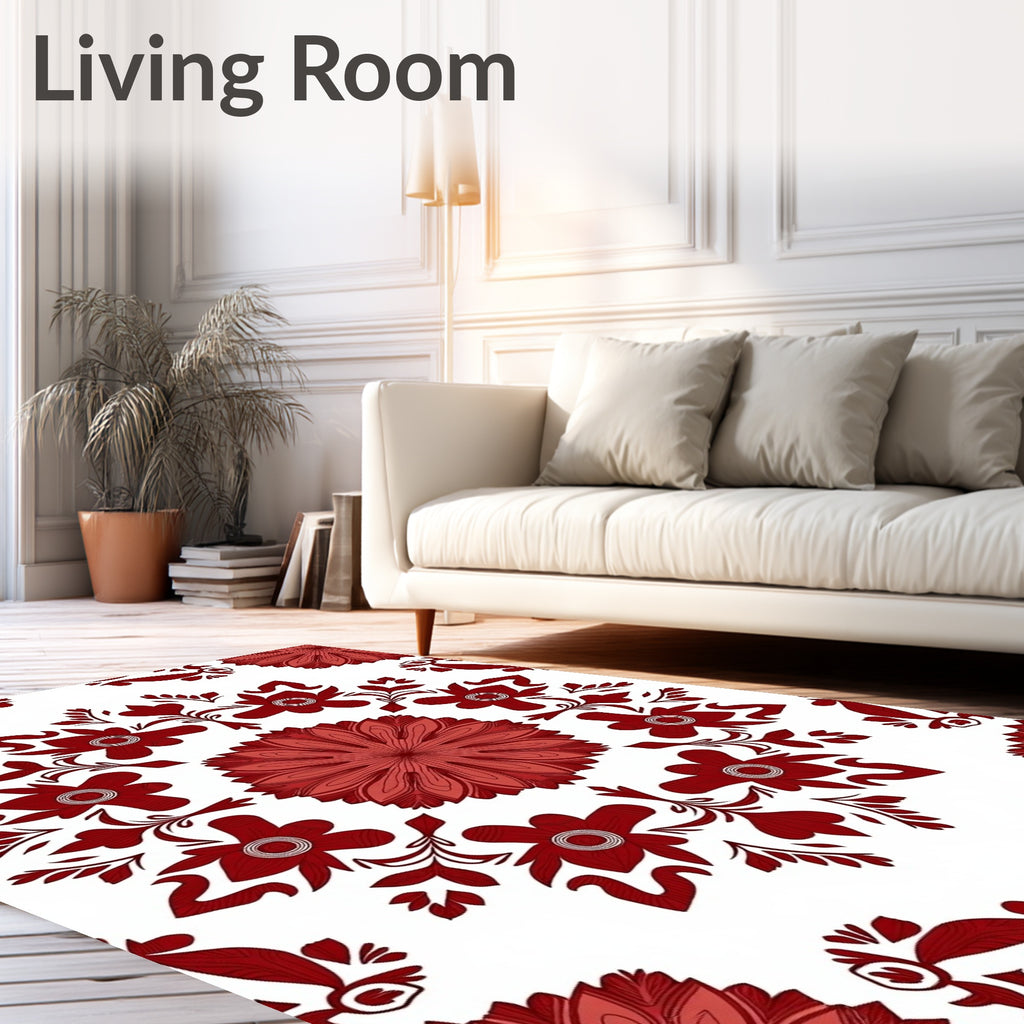Crimson Floral Medallion Repeat Rug