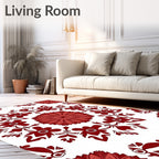 Crimson Floral Medallion Repeat Rug