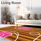 Courtside Pink Geometric Wood Grain Rug