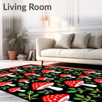 Red White Spotted Mushroom Garden Design Rug