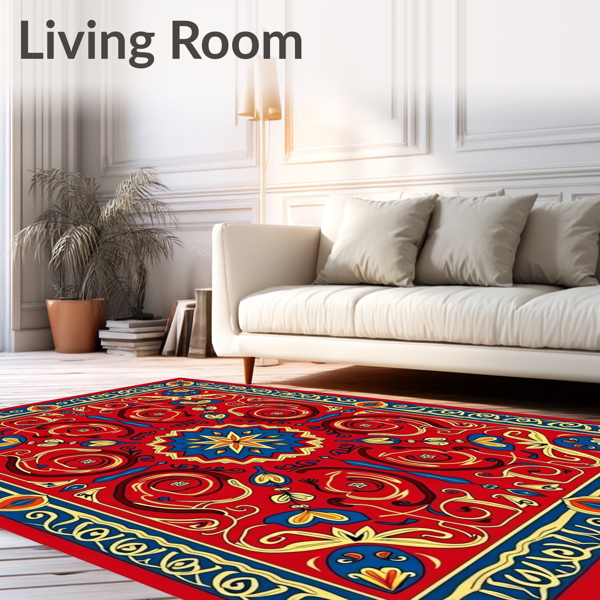 Scarlet Floral Medallion Border Rug