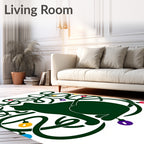 Dark Green Cat Festive String Lights Rug