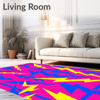 Electric Pink Yellow Blue Lightning Bolts Rug