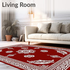 Crimson White Ornamental Medallion Rug