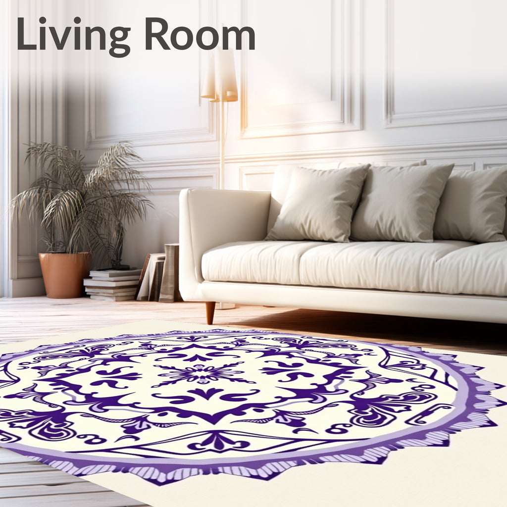 Ornate Violet Mandala Floral Rug