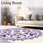 Ornate Violet Mandala Floral Rug