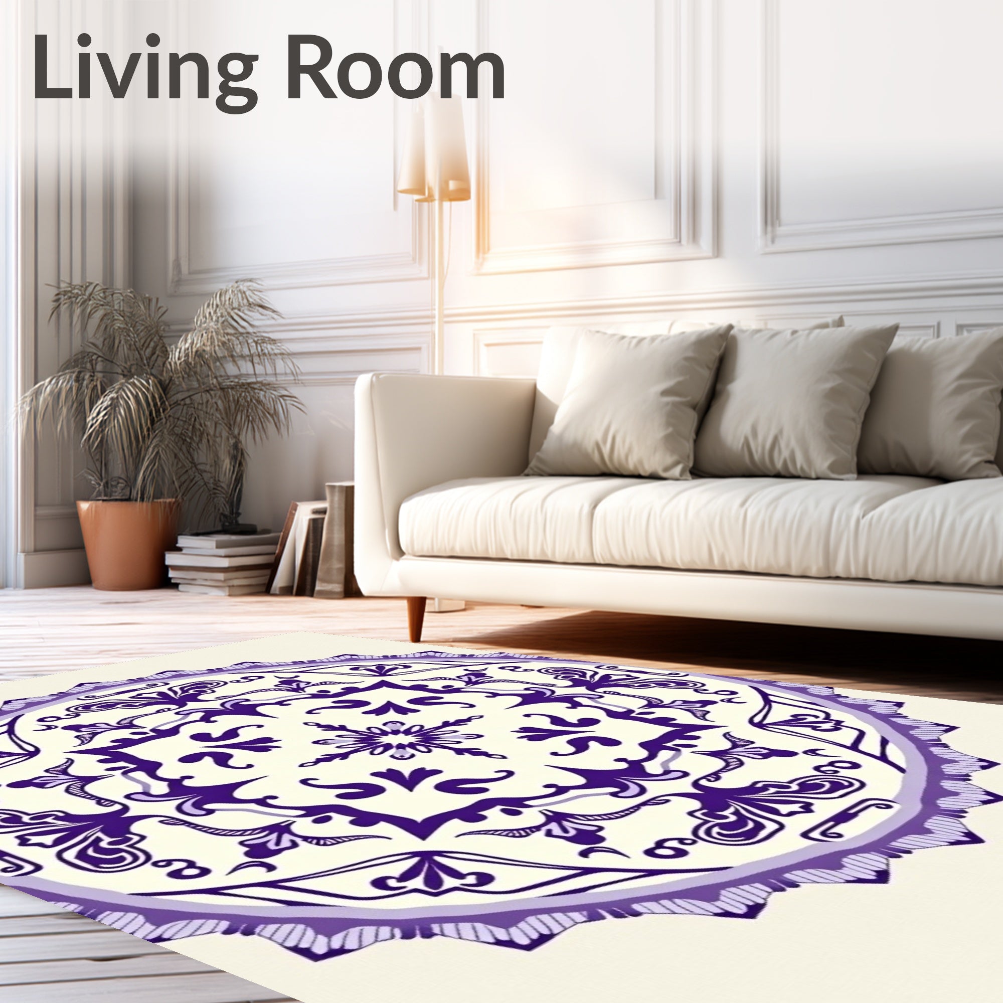 Ornate Violet Mandala Floral Rug