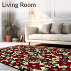 Crimson Floral Filled Backdrop Rug