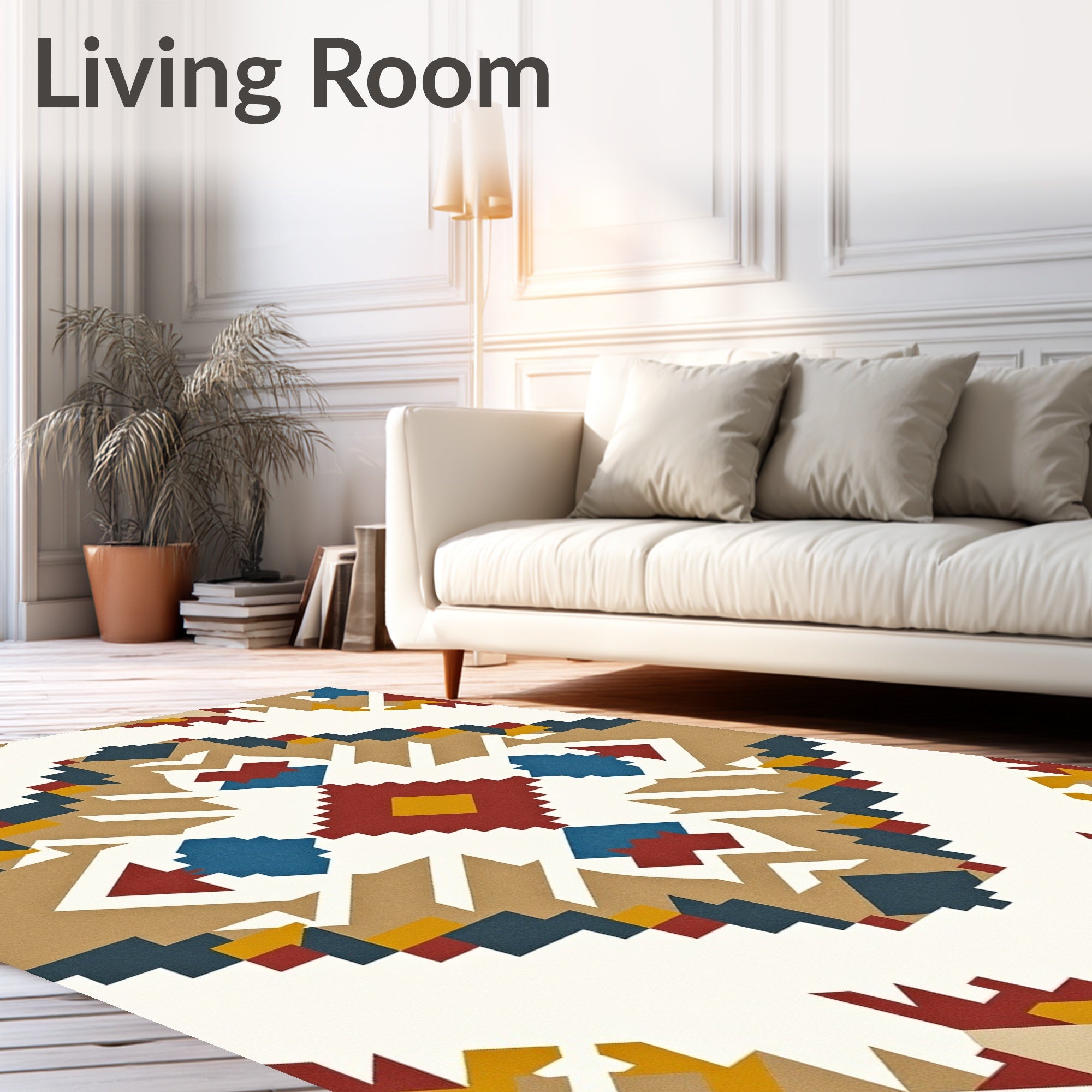 Southwestern Diamond Red Blue Geometric Rug