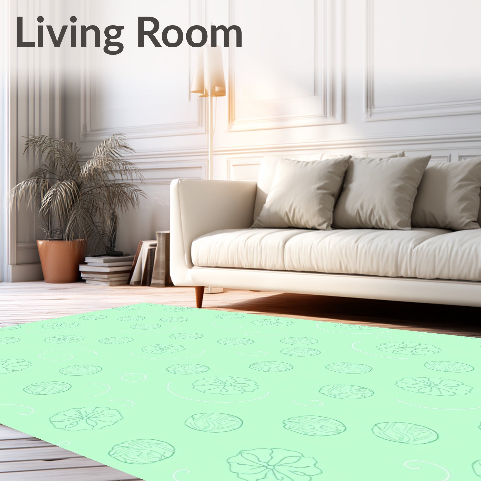 Mint Green Floral Scatter Rug