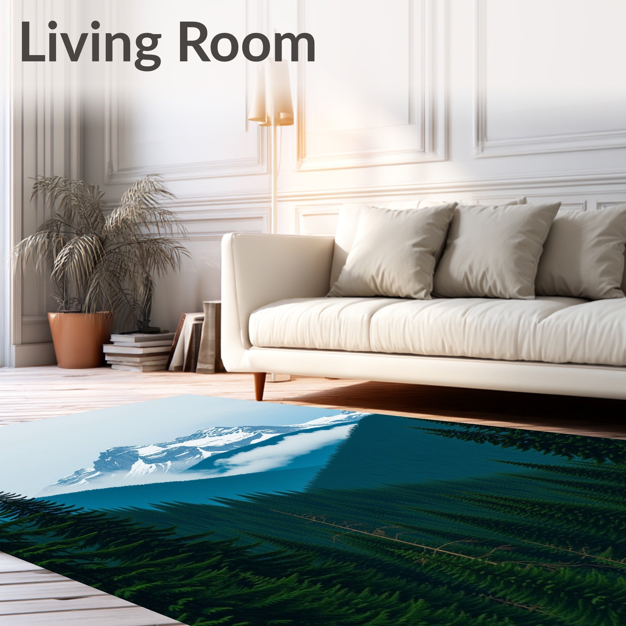 Misty Mountain Evergreen Forest Vista Rug