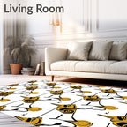 Minimalist Gold Abstract Forms Rug