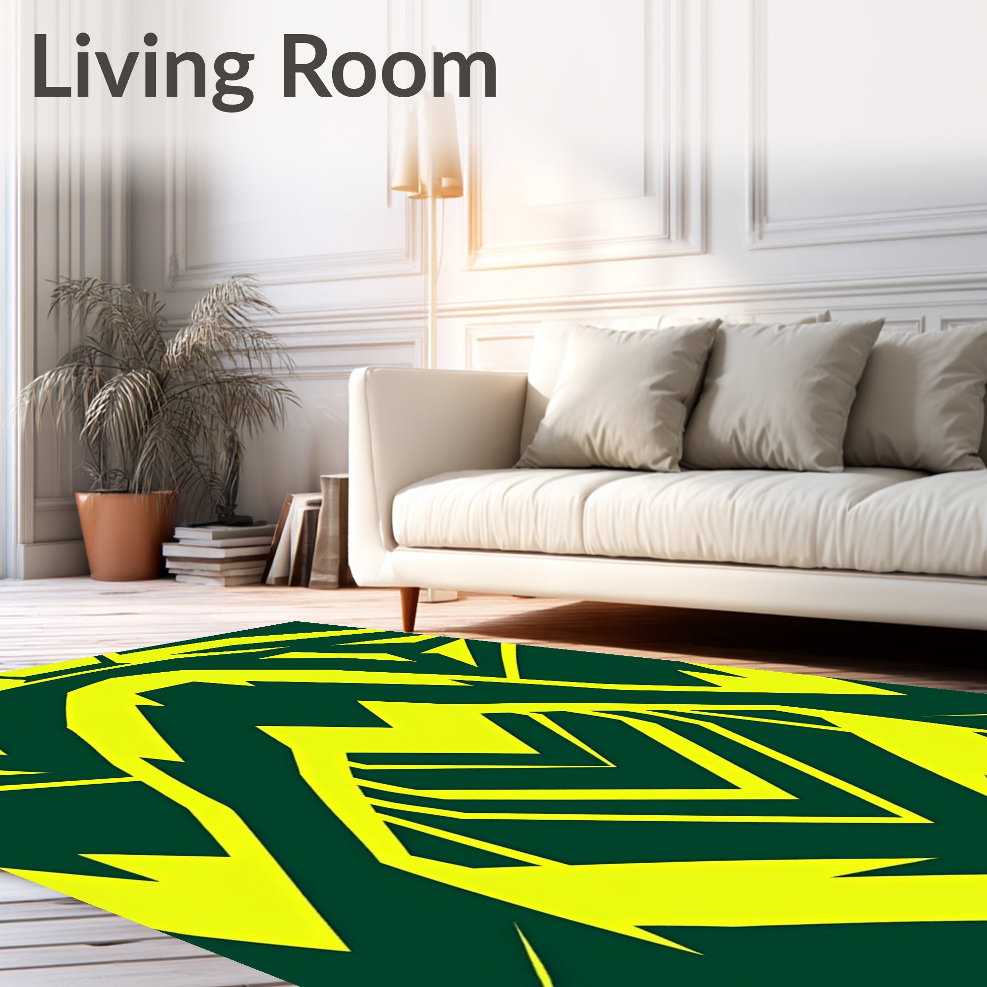 Bold Yellow Geometric Jagged Stripe Rug
