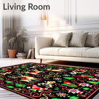 Jolly Reindeer Red Green Christmas Rug