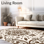 Dark Brown Floral Mandala Medallion Rug