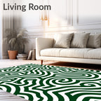 Deep Green Labyrinth Swirl Rug