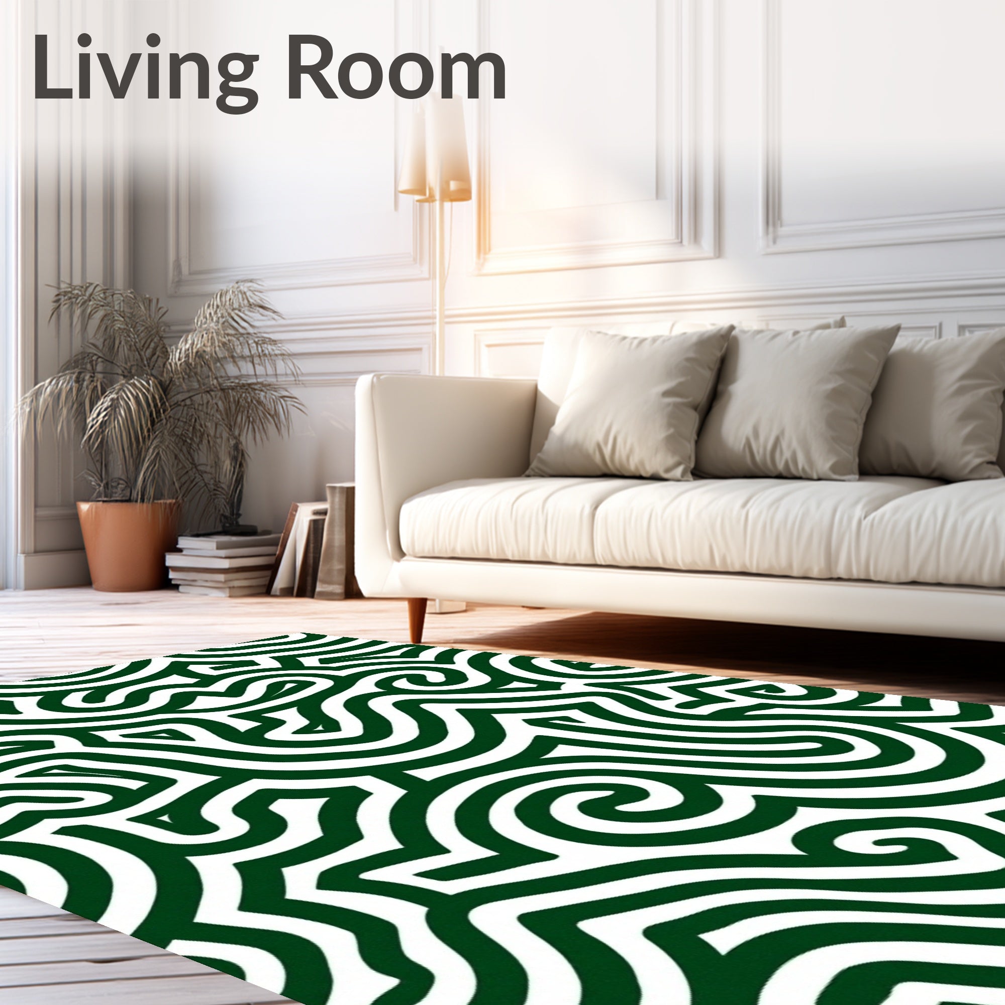 Deep Green Labyrinth Swirl Rug