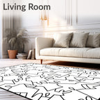 Abstract Black and White Continuous Line Rug