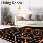 Orange Geometric Deco Lines Rug