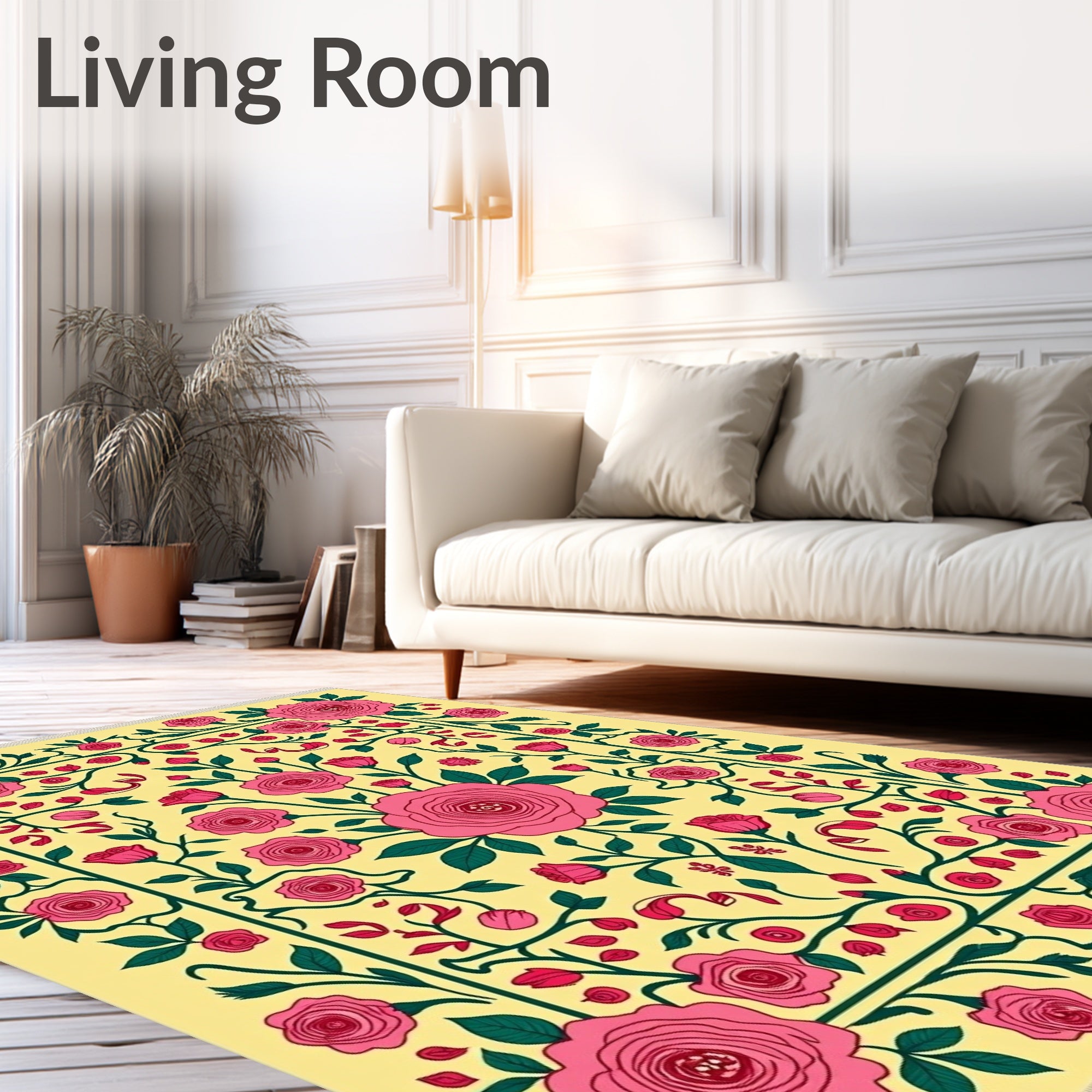 Radiant Pink Rose Garland Garden Rug