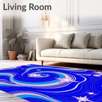 Vibrant Blue Starry Swirl Rug