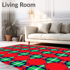 Red Green Plaid Diamond Collage Rug