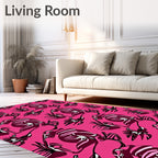 Vibrant Fuchsia Floral Whimsical Arrangement Rug