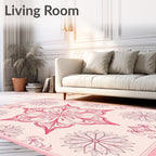 Coral Pink Floral Mandala Rug