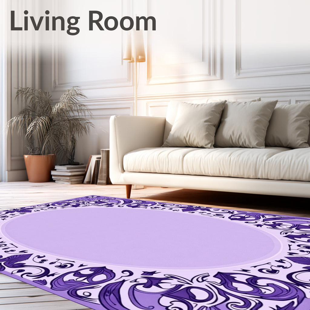 Lavendar Floral Art Nouveau Frame Rug
