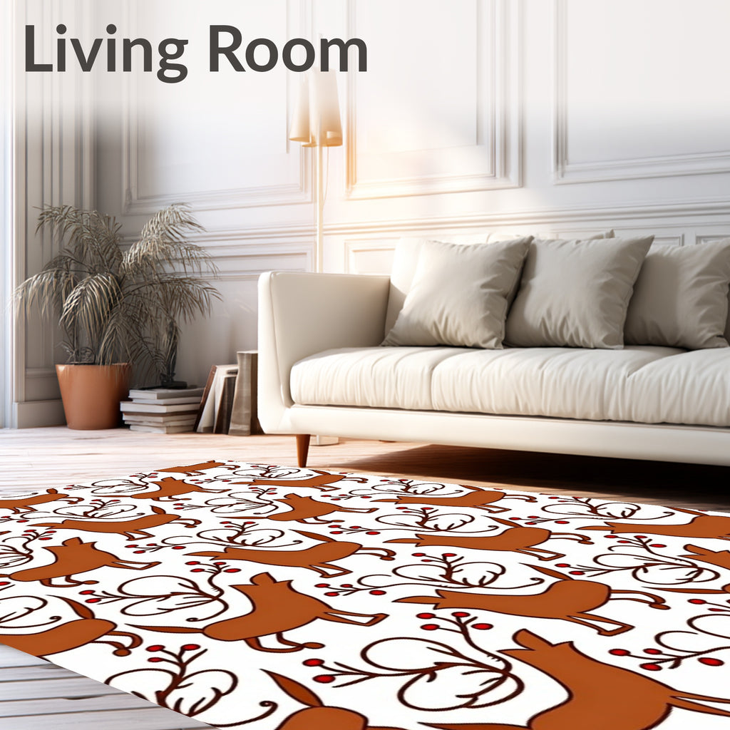 Brown Folk Art Wolves Berry Vine Rug