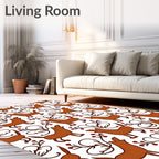 Brown Folk Art Wolves Berry Vine Rug