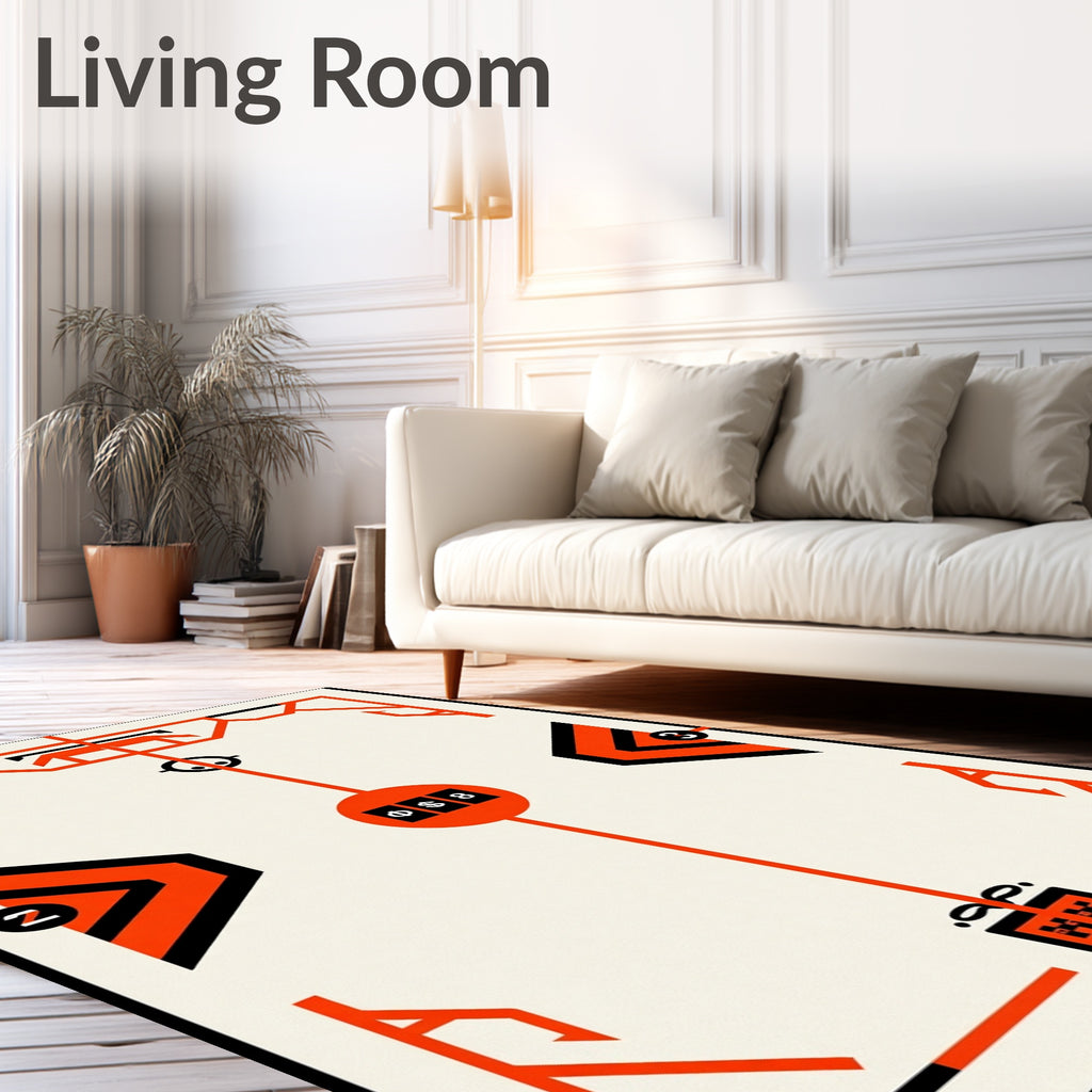 Opaque Cream Orange Geometric Composition Rug